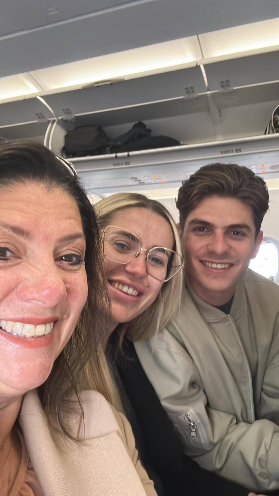 Lisa, Jess and Chris on Plane